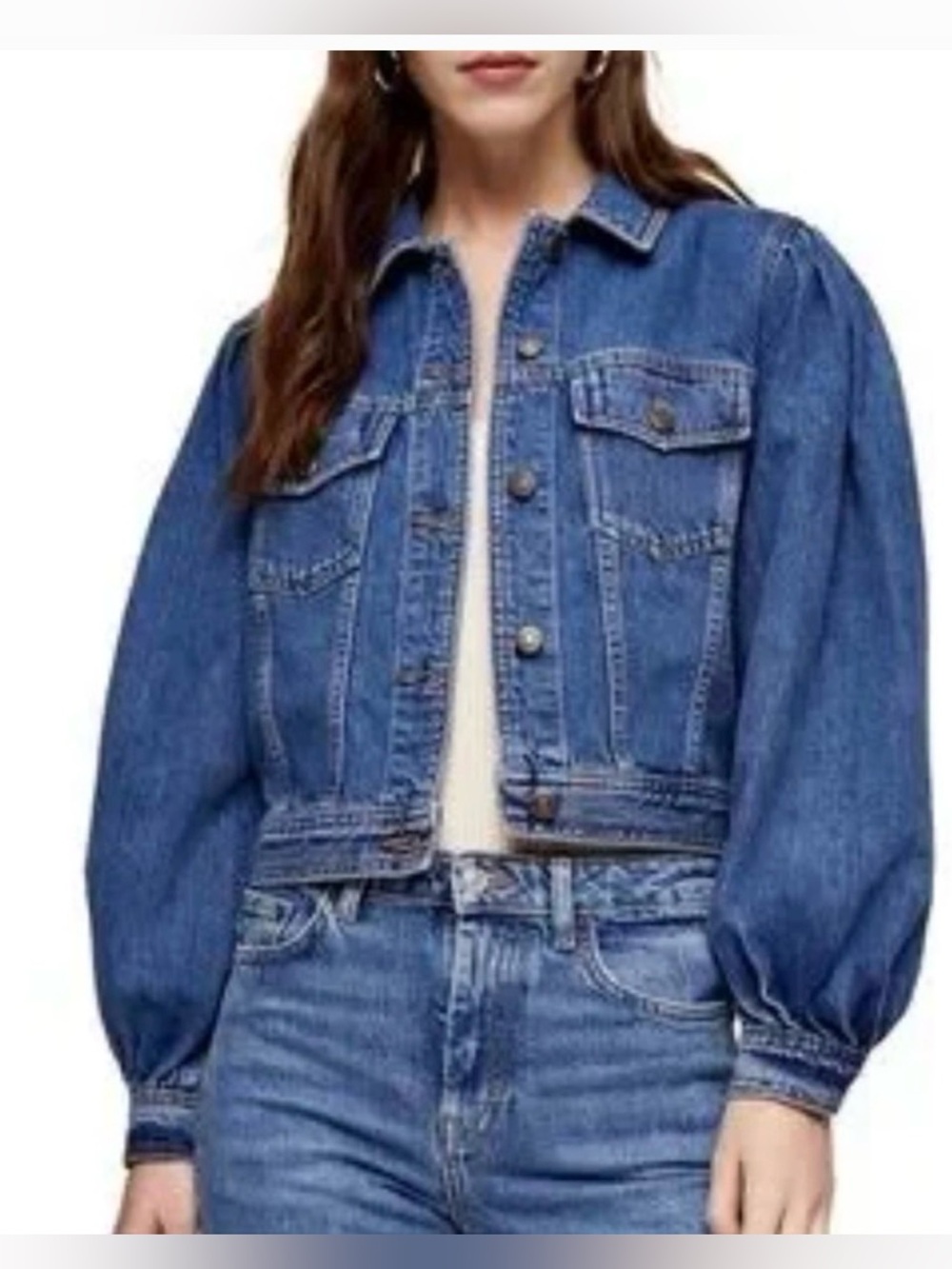 Topshop Bubble Sleeve Denim Jacket